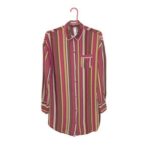 Women's Stars Above Long Sleeve Multi-Color Stripe Button Down Shirt Size S